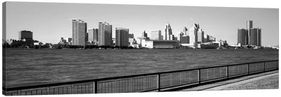 Buildings at the waterfront, Detroit, Wayne County, Michigan, USA #3 Canvas Art Print - Detroit Art