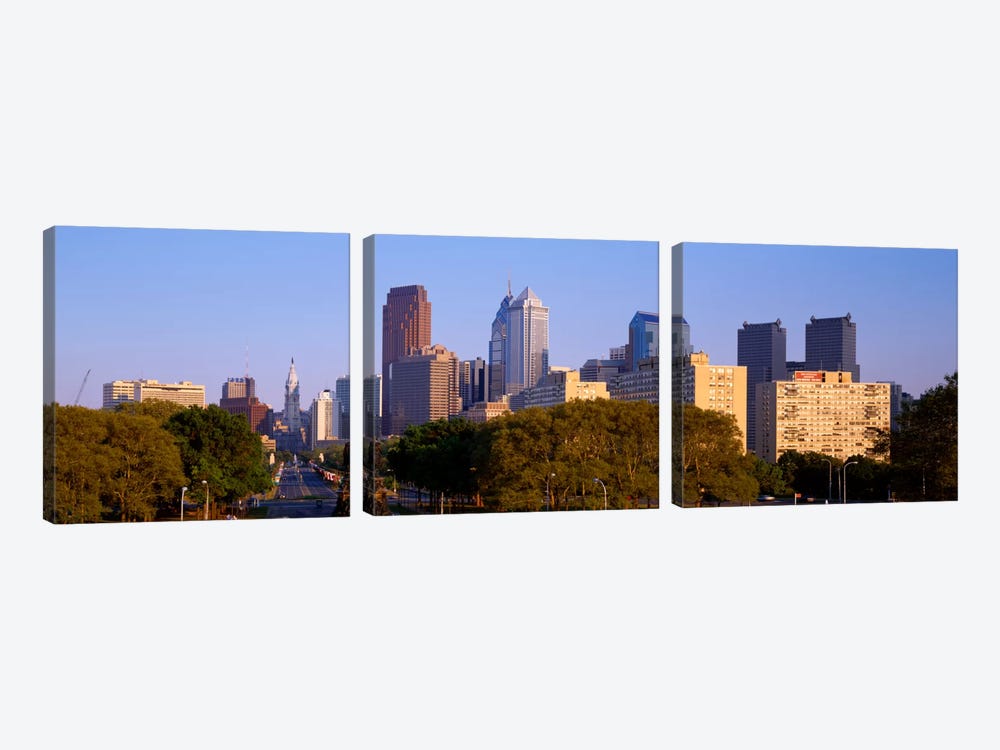 Skyscrapers in a city, Philadelphia, Pennsylvania, USA by Panoramic Images 3-piece Canvas Wall Art