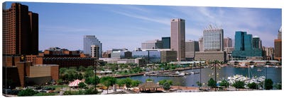 USA, Maryland, Baltimore, High angle view of Inner Harbor Canvas Art Print - Skyline Art