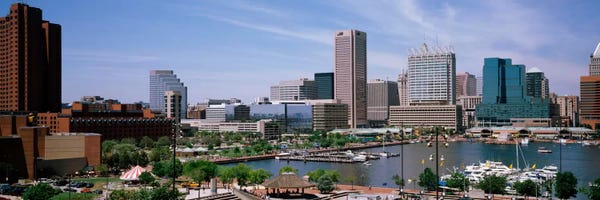 Maryland: USA, Maryland, Baltimore, High angle view of Inner Harbor by Panoramic Images