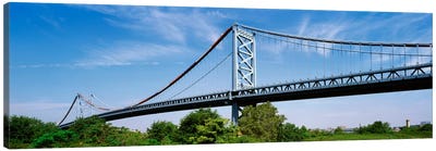 USA, Philadelphia, Pennsylvania, Benjamin Franklin Bridge over the Delaware River Canvas Art Print - Bridge Art