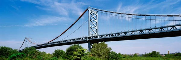 Pennsylvania: USA, Philadelphia, Pennsylvania, Benjamin Franklin Bridge over the Delaware River by Panoramic Images