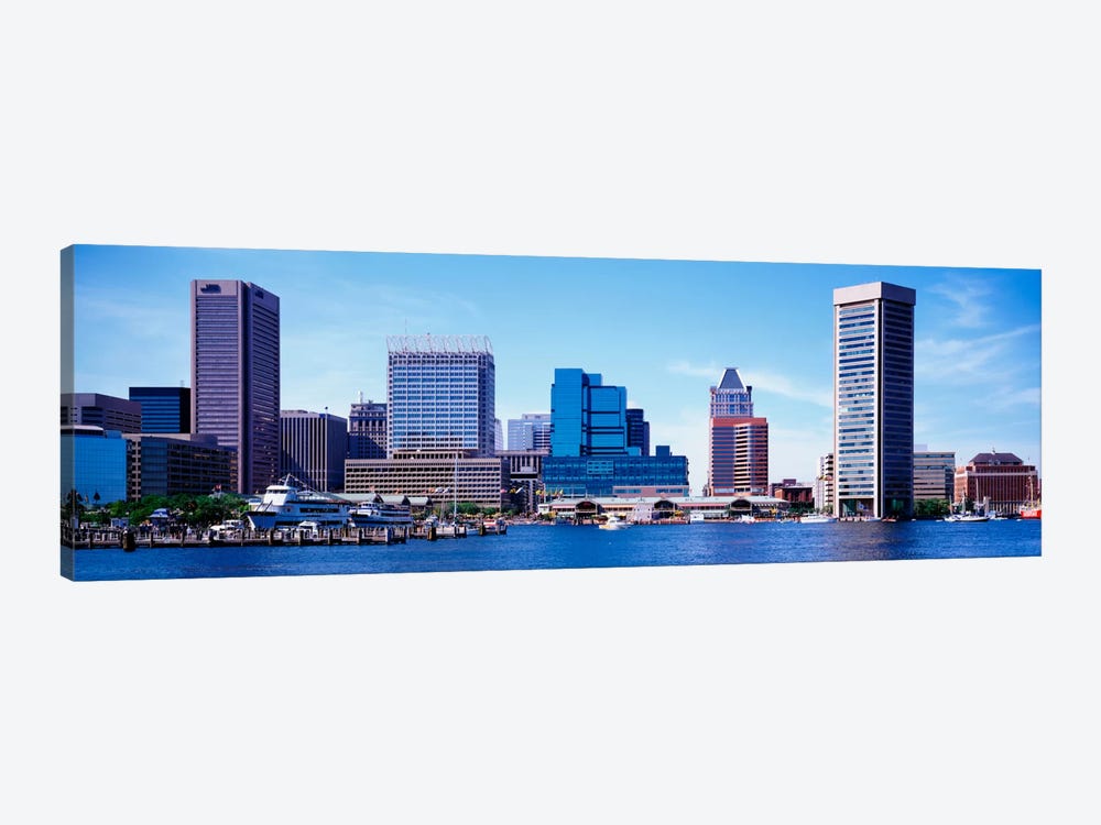 USA, Maryland, Baltimore, Skyscrapers along the Inner Harbor by Panoramic Images 1-piece Canvas Wall Art