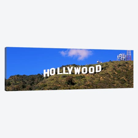 Low angle view of a Hollywood sign on a hill, City Of Los Angeles, California, USA Canvas Print #PIM1815} by Panoramic Images Canvas Art Print