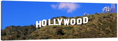 Low angle view of a Hollywood sign on a hill, City Of Los Angeles, California, USA Canvas Art Print - Hollywood