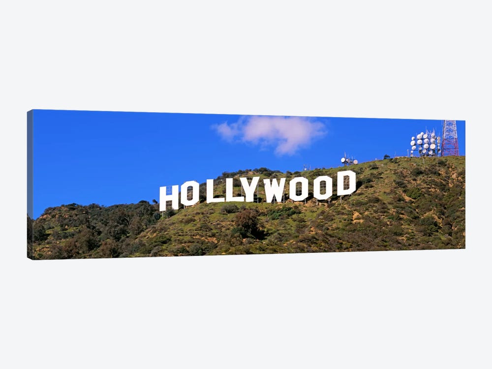 Low angle view of a Hollywood sign on a hill, City Of Los Angeles, California, USA by Panoramic Images 1-piece Canvas Print