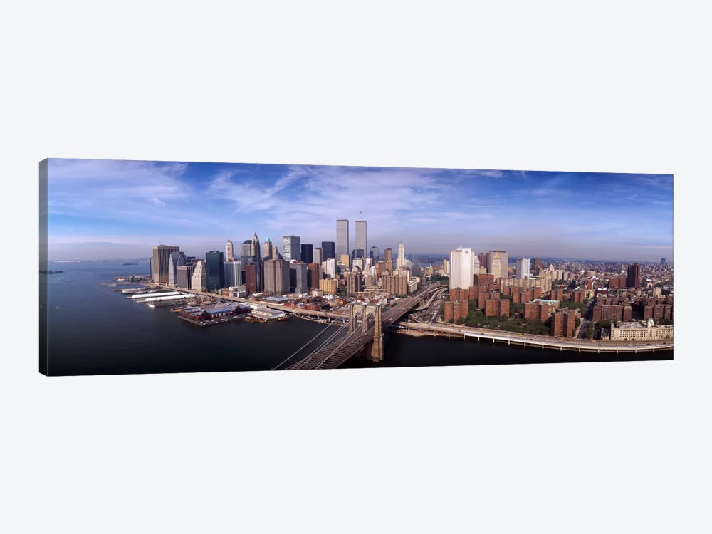 Aerial view of Brooklyn Bridge & Manhattan skyline New York City, New York State, USA by Panoramic Images 1-piece Canvas Print