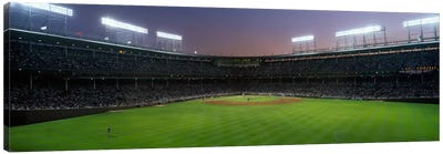 Spectators watching a baseball match in a stadium, Wrigley Field, Chicago, Cook County, Illinois, USA Canvas Art Print - Stadium Art