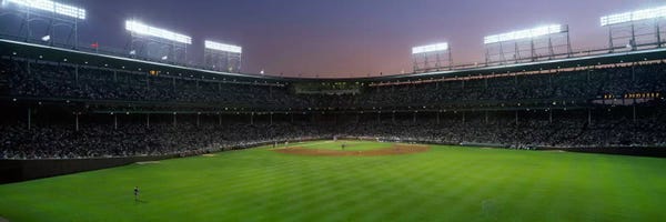 Chicago Cubs: Spectators watching a baseball match in a stadium, Wrigley Field, Chicago, Cook County, Illinois, USA by Panoramic Images