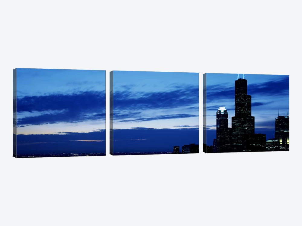 Buildings in a city, Sears Tower, Chicago, Cook County, Illinois, USA by Panoramic Images 3-piece Canvas Art