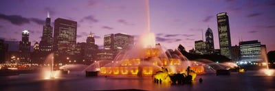 Buckingham Fountain At Night, Chicago, Illinois, USA by Panoramic Images canvas print