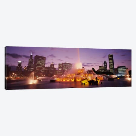 Buckingham Fountain At Night, Chicago, Illinois, USA Canvas Print #PIM1835} by Panoramic Images Art Print