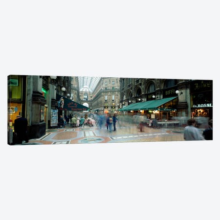 Bluured Motion Of Shoppers, Galleria Vittorio Emanuele II, Milan, Lombardy, Italy Canvas Print #PIM183} by Panoramic Images Canvas Print