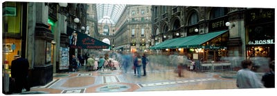 Bluured Motion Of Shoppers, Galleria Vittorio Emanuele II, Milan, Lombardy, Italy Canvas Art Print - Milan Art
