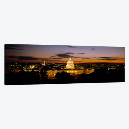 Government building lit up at nightUS Capitol Building, Washington DC, USA Canvas Print #PIM1848} by Panoramic Images Canvas Art Print