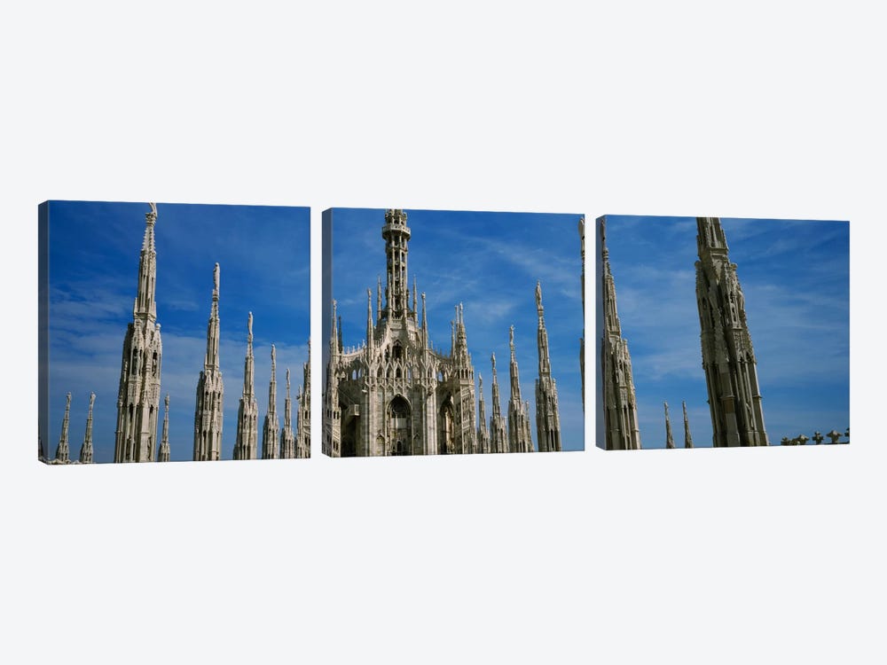 Facade of a cathedral, Piazza Del Duomo, Milan, Italy by Panoramic Images 3-piece Canvas Print