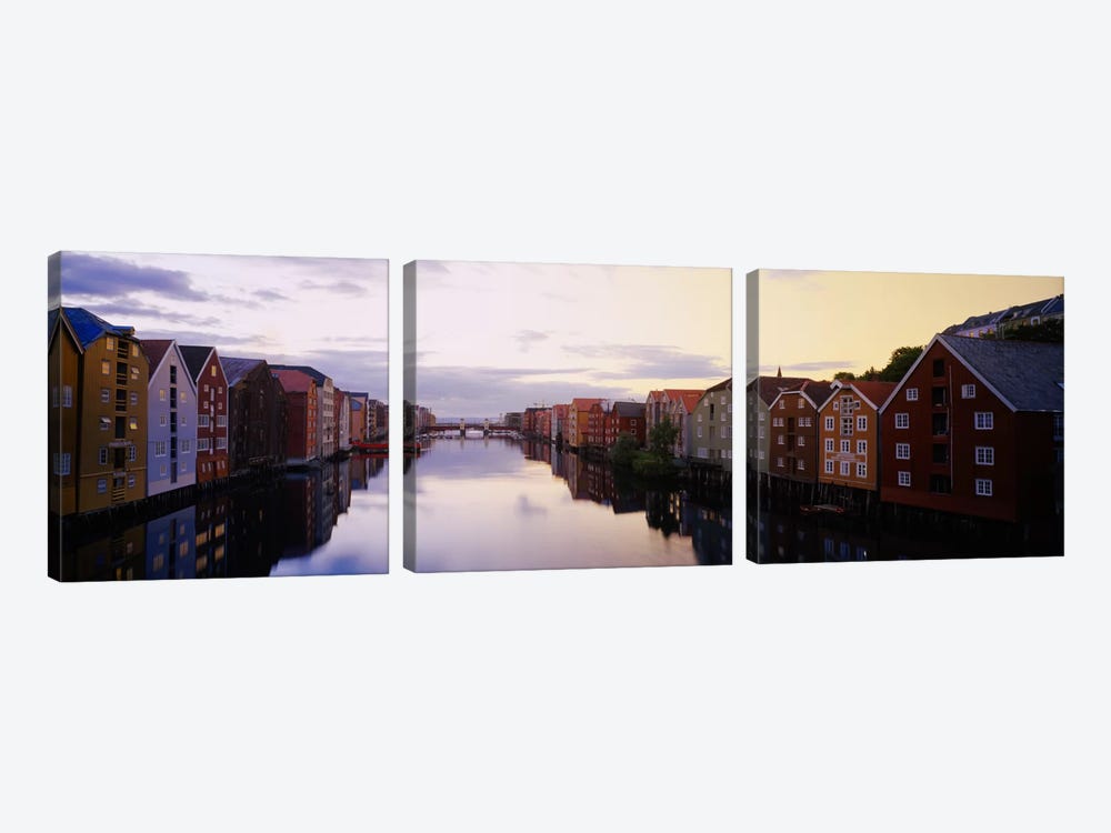 Riverfront Architecture, Trondheim, Sor-Trondelag, Norway by Panoramic Images 3-piece Canvas Wall Art