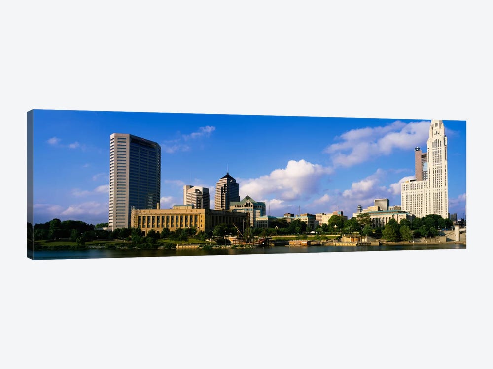Buildings on the banks of a riverScioto River, Columbus, Ohio, USA by Panoramic Images 1-piece Canvas Print