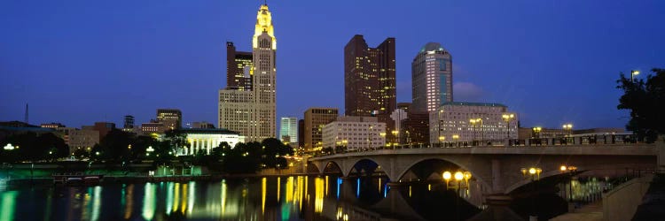 Buildings lit up at nightColumbus, Scioto River, Ohio, USA