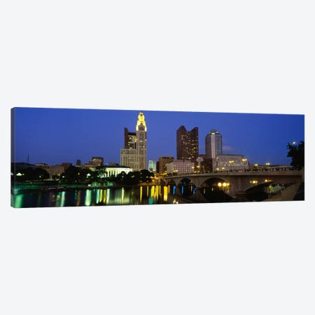 Buildings lit up at nightColumbus, Scioto River, Ohio, USA Canvas Print #PIM1855} by Panoramic Images Canvas Print