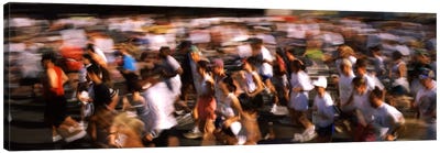 Crowd participating in a marathon race, Bay Bridge, San Francisco, San Francisco County, California, USA Canvas Art Print - Athlete Art
