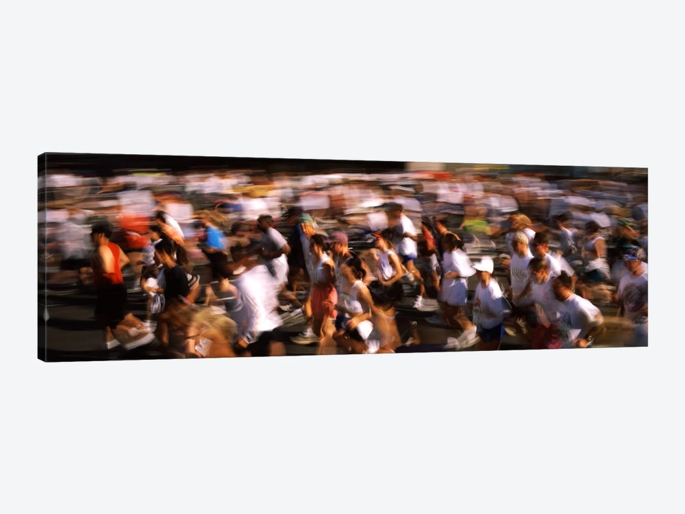 Crowd participating in a marathon race, Bay Bridge, San Francisco, San Francisco County, California, USA by Panoramic Images 1-piece Canvas Print