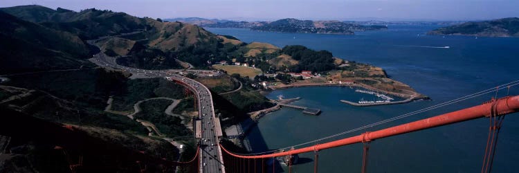 High angle view of a suspension bridge, Golden Gate Bridge, San Francisco, California, USA