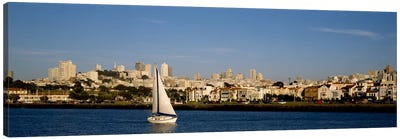Sailboat in an ocean, Marina District, San Francisco, California, USA Canvas Art Print - Sailboat Art