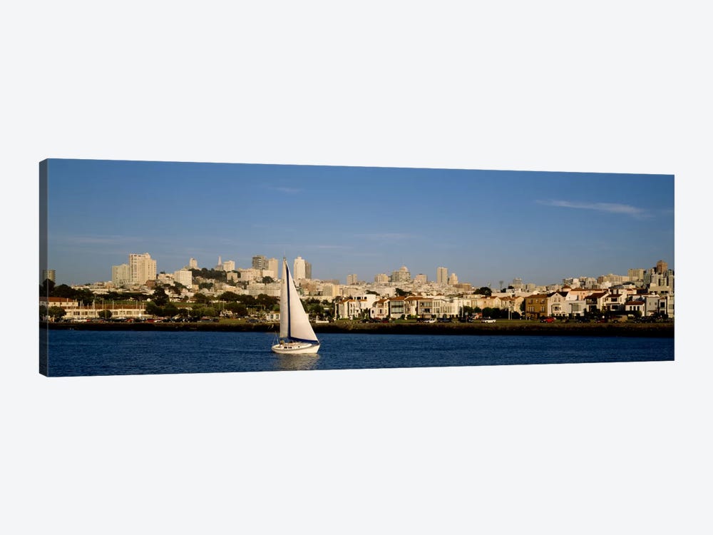 Sailboat in an ocean, Marina District, San Francisco, California, USA by Panoramic Images 1-piece Canvas Art Print