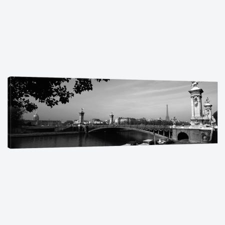 Pont Alexandre III And A Distant Eiffel Tower In B&W, Paris, Ile-de-France, France Canvas Print #PIM186} by Panoramic Images Canvas Wall Art