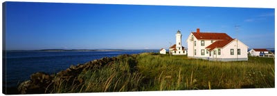 Lighthouse on a landscape, Ft. Worden Lighthouse, Port Townsend, Washington State, USA Canvas Art Print - Lighthouse Art