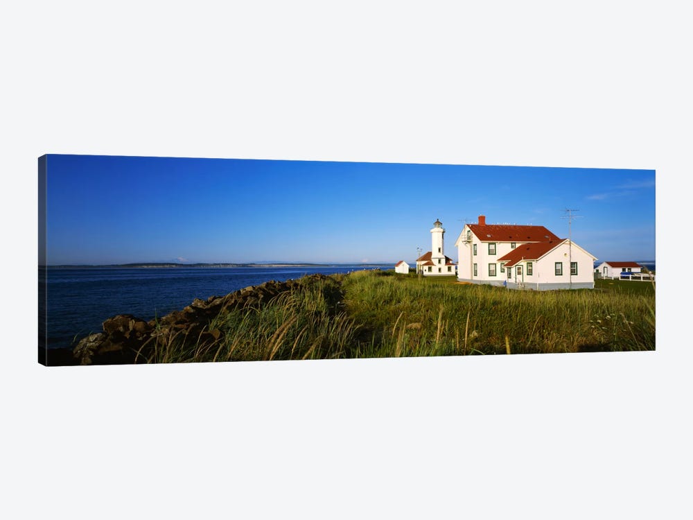 Lighthouse on a landscape, Ft. Worden Lighthouse, Port Townsend, Washington State, USA by Panoramic Images 1-piece Canvas Print