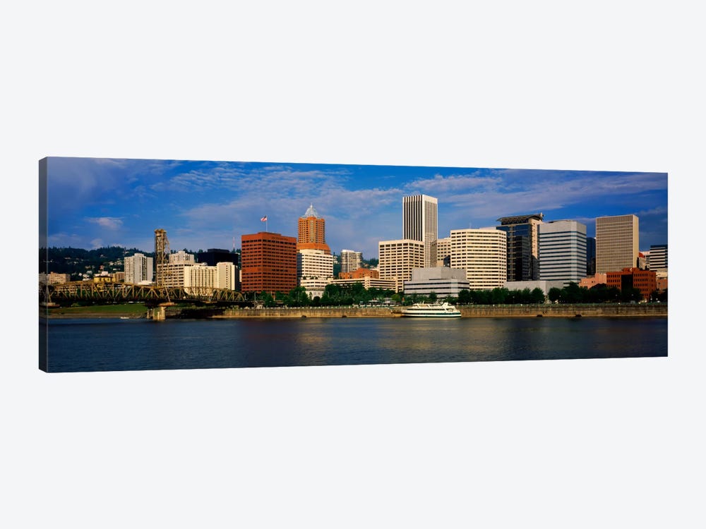 Skyscrapers at the waterfront, Portland, Multnomah County, Oregon, USA by Panoramic Images 1-piece Canvas Art
