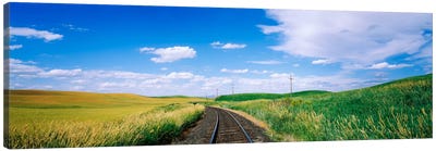 Railroad track passing through a field, Whitman County, Washington State, USA Canvas Art Print - Washington Art