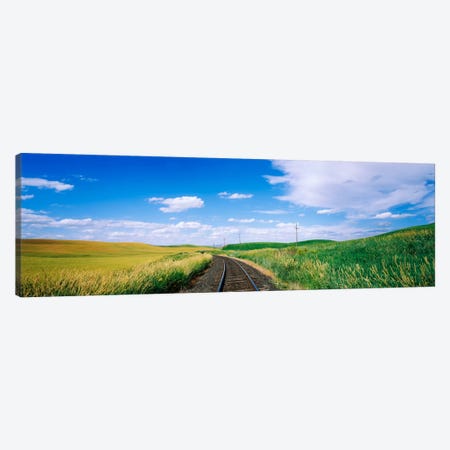 Railroad track passing through a field, Whitman County, Washington State, USA Canvas Print #PIM1873} by Panoramic Images Canvas Art