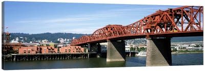 Bascule bridge across a river, Broadway Bridge, Willamette River, Portland, Multnomah County, Oregon, USA Canvas Art Print - Oregon Art