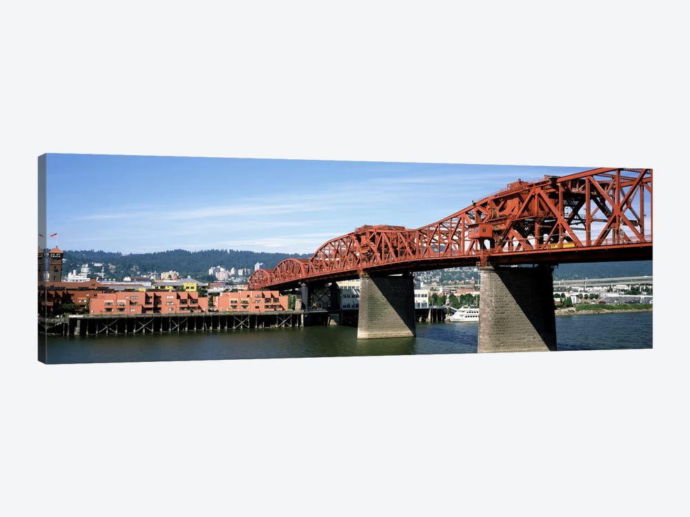 Bascule bridge across a river, Broadway Bridge, Willamette River, Portland, Multnomah County, Oregon, USA by Panoramic Images 1-piece Canvas Wall Art
