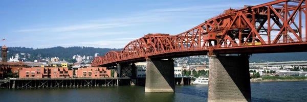 Bascule bridge across a river, Broadway Bridge, Willamette River, Portland, Multnomah County, Oregon, USA