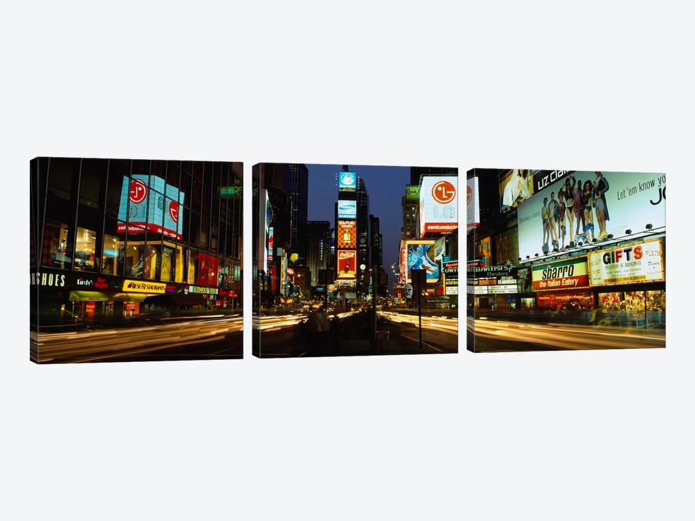 Shopping malls in a city, Times Square, Manhattan, New York City, New York State, USA by Panoramic Images 3-piece Art Print