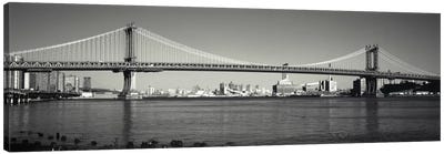 Manhattan Bridge across the East River, New York City, New York State, USA Canvas Art Print - Black & White Cityscapes