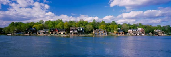 Boathouses near the river, Schuylkill River, Philadelphia, Pennsylvania, USA