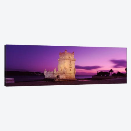 An Illuminated Belem Tower (Tower Of St. Vincent) At Night, Santa Maria de Belem, Lisbon, Portugal Canvas Print #PIM1884} by Panoramic Images Canvas Wall Art