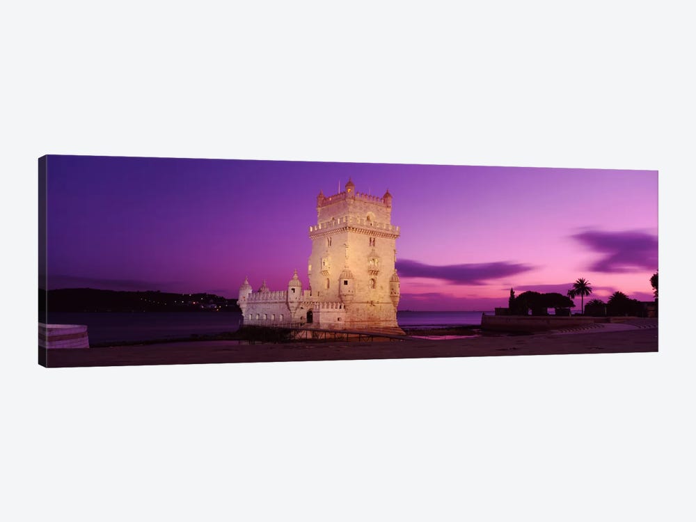 An Illuminated Belem Tower (Tower Of St. Vincent) At Night, Santa Maria de Belem, Lisbon, Portugal by Panoramic Images 1-piece Canvas Art Print