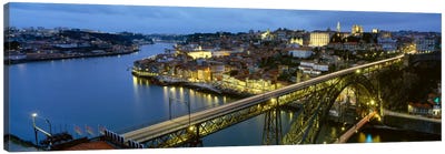 Dom Luis I Bridge At Night, Porto, Portugal Canvas Art Print - Portugal Art