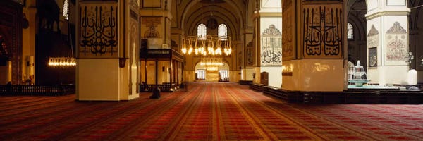 Islam: Interiors of a mosque, Ulu Camii, Bursa, Bursa Province, Turkey by Panoramic Images