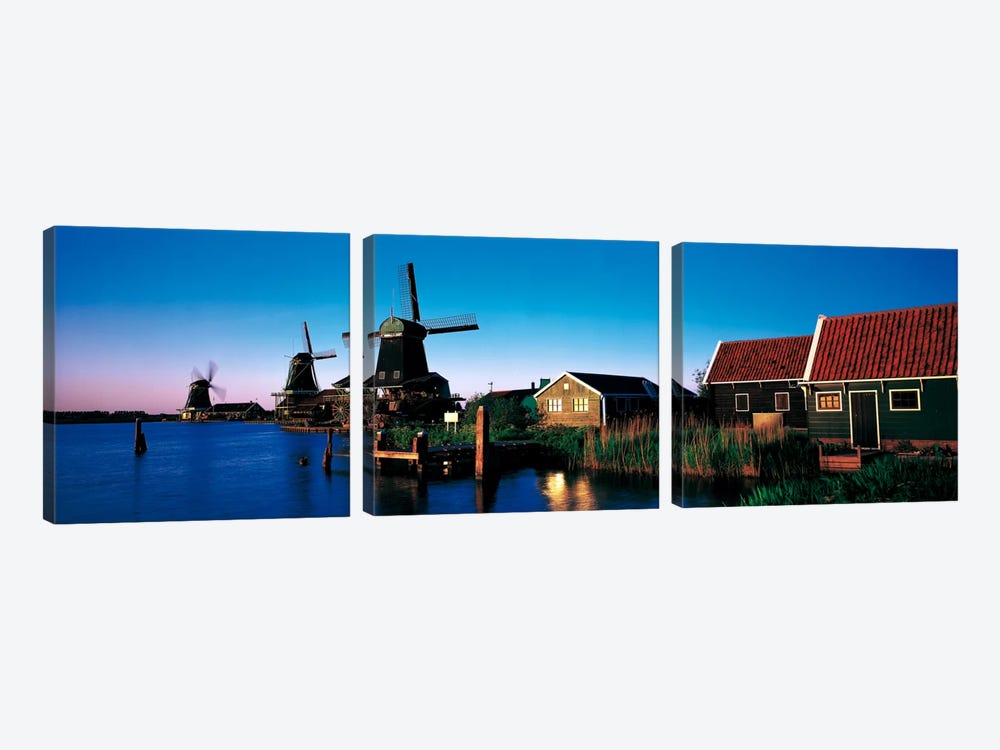 Windmills Zaanstreek Netherlands by Panoramic Images 3-piece Canvas Art Print