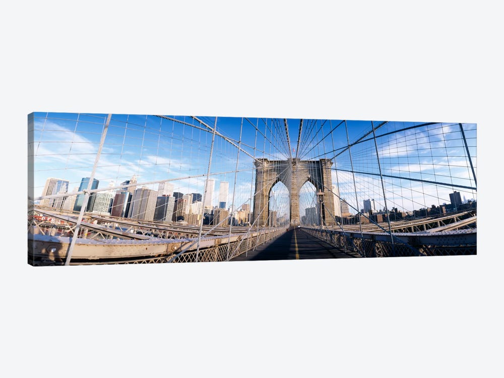 Railings of a bridge, Brooklyn Bridge, Manhattan, New York City, New York State, USA, (pre Sept. 11, 2001) by Panoramic Images 1-piece Canvas Artwork
