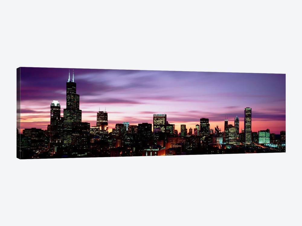 Skyscrapers At DuskChicago, Illinois, USA by Panoramic Images 1-piece Canvas Wall Art