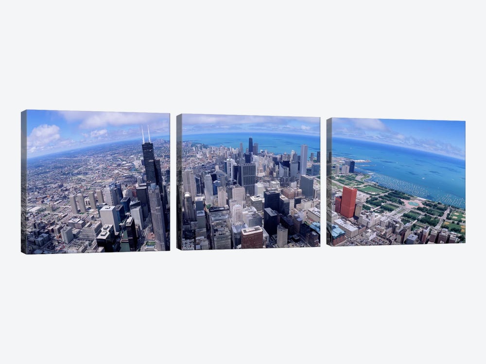 Aerial view of a city, Chicago, Illinois, USA by Panoramic Images 3-piece Art Print