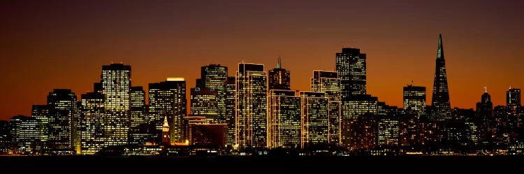 Skyscrapers lit up at nightSan Francisco, California, USA